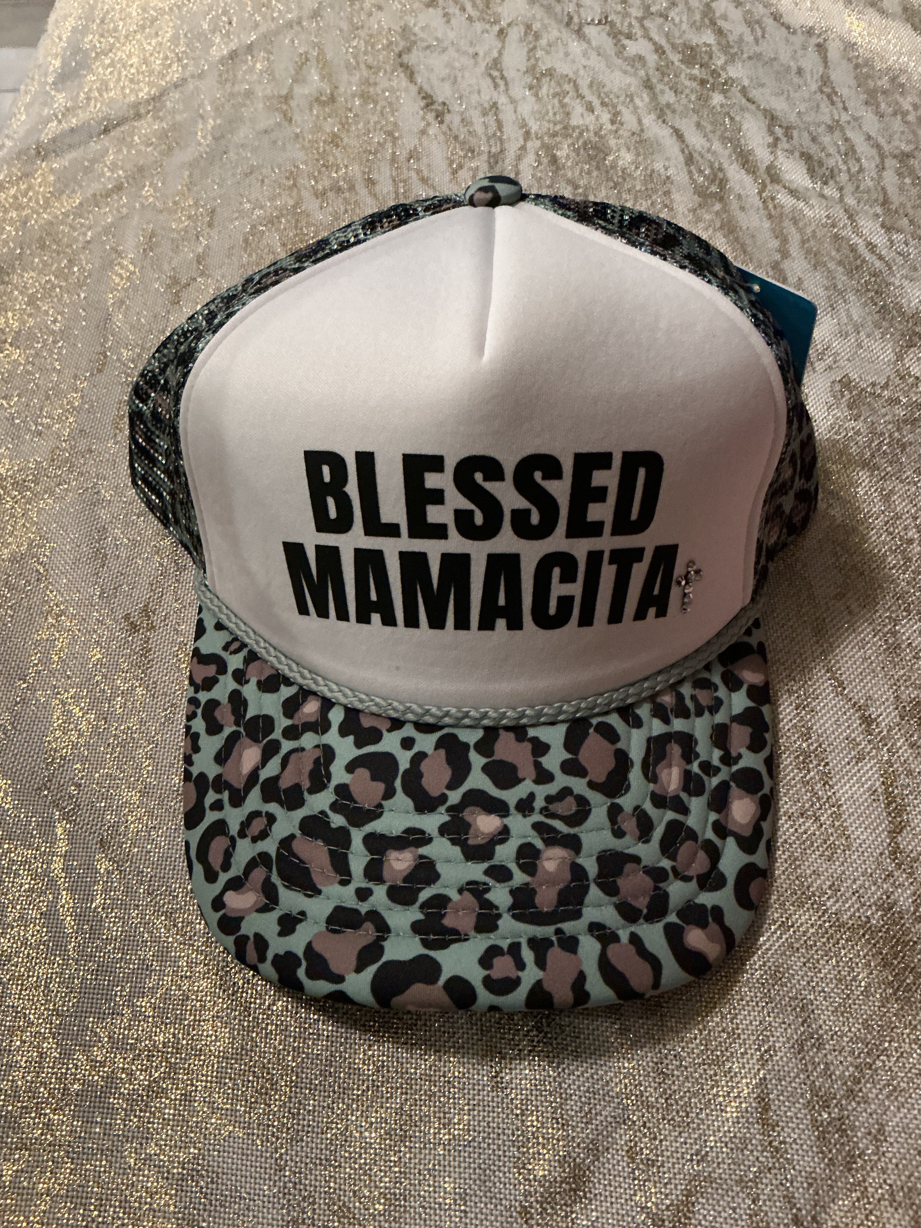 Blessed MAMACITA Cheetah print teal green