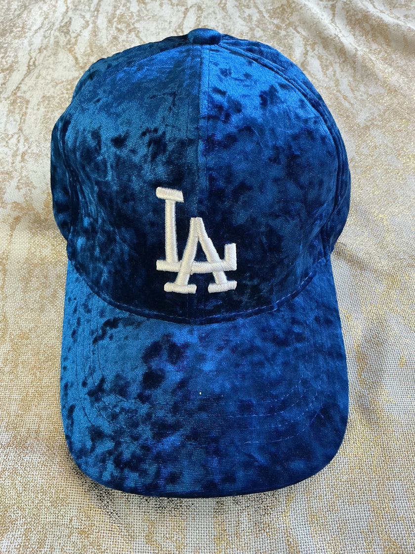 Crushed velvet royal blue hat