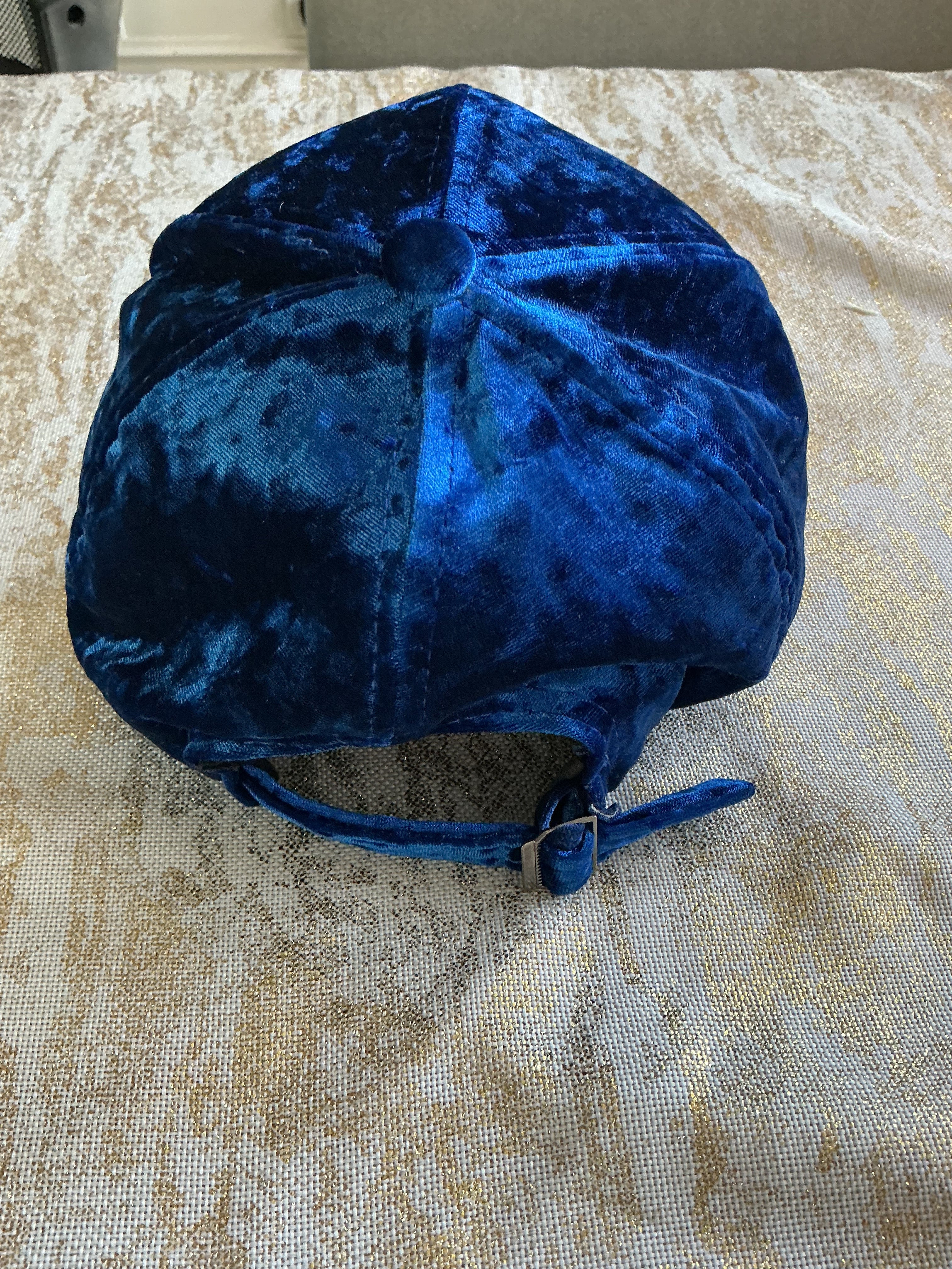 Crushed velvet royal blue hat