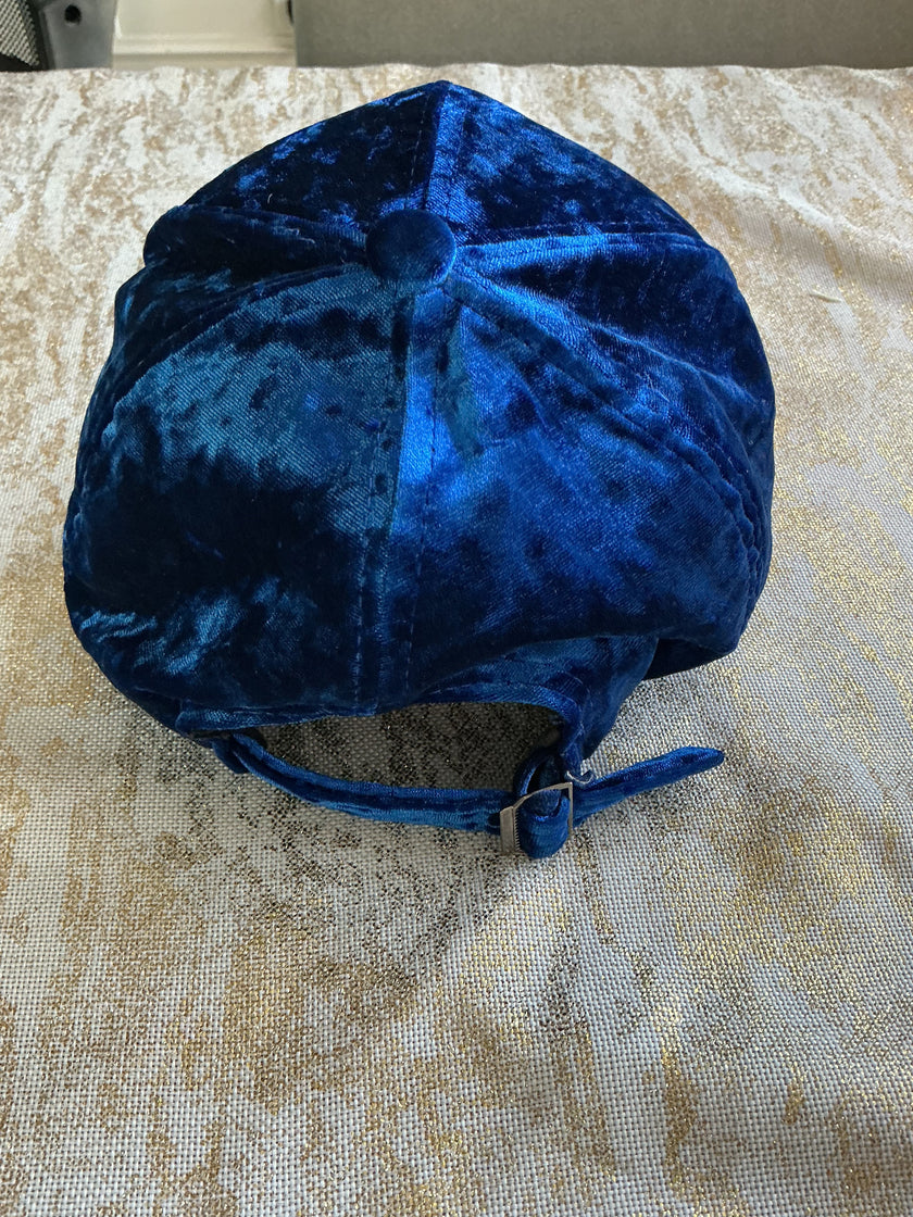 Crushed velvet royal blue hat