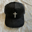 Bling black cross hat